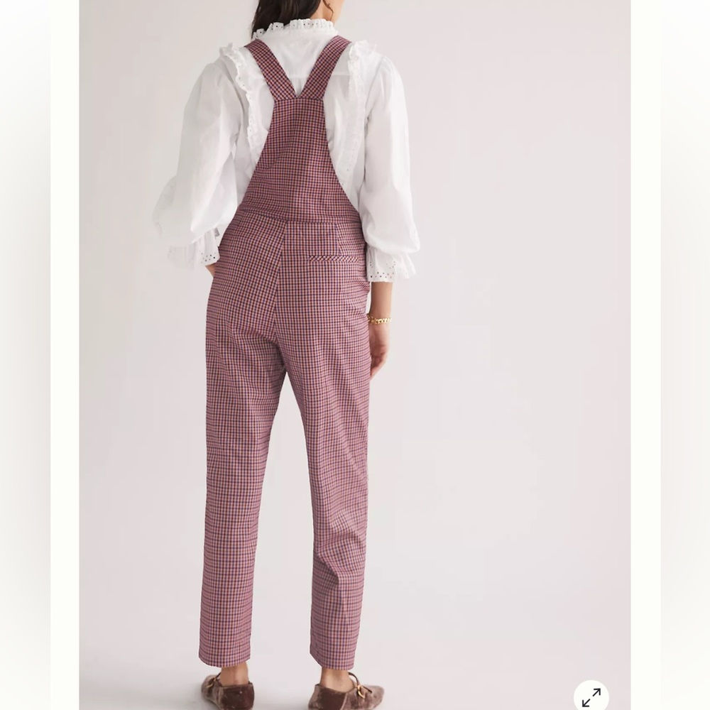 Anthropologie FRNCH Pink Purple Paris Plaid Tapered Stylish Jumpsuit Overalls XS - Picture 4 of 16